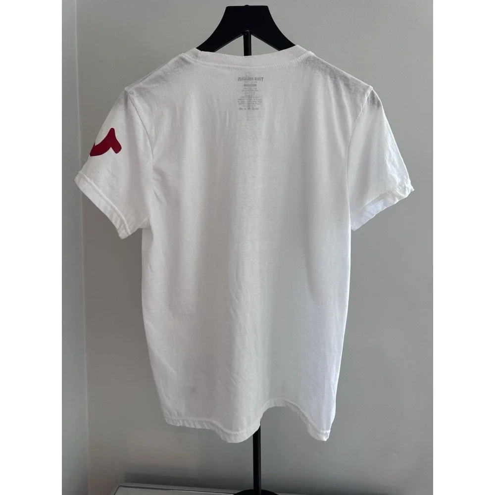 True Religion Logo Tee Short Sleeve Crew Neck T-Shirt White Red Graphic Size M